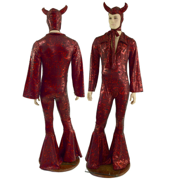 Small Ready to Ship Mens Primeval Red Devil Suit and Horned Bonnet - Coquetry Clothing