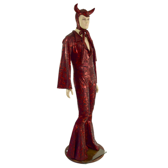 Small Ready to Ship Mens Primeval Red Devil Suit and Horned Bonnet - Coquetry Clothing