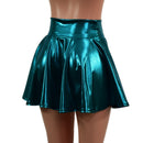 Small Ready to Ship Teal Metallic Circle Cut Mini Skirt - Coquetry Clothing