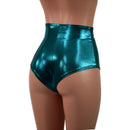 Small Ready to Ship Teal Metallic High Waist Siren Shorts - Coquetry Clothing