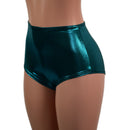 Small Ready to Ship Teal Metallic High Waist Siren Shorts - Coquetry Clothing