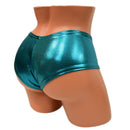 Small Ready to Ship Teal Metallic Ultra Cheeky Booty Shorts - Coquetry Clothing
