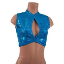 Small Ready to Ship Turquoise Kaleidoscope Keyhole Crop Top - Coquetry Clothing