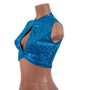 Small Ready to Ship Turquoise Kaleidoscope Keyhole Crop Top - Coquetry Clothing