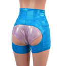 Small Ready to Ship Turquoise Kaleidoscope Short Chaps with Side Pockets - Coquetry Clothing