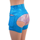 Small Ready to Ship Turquoise Kaleidoscope Short Chaps with Side Pockets - Coquetry Clothing