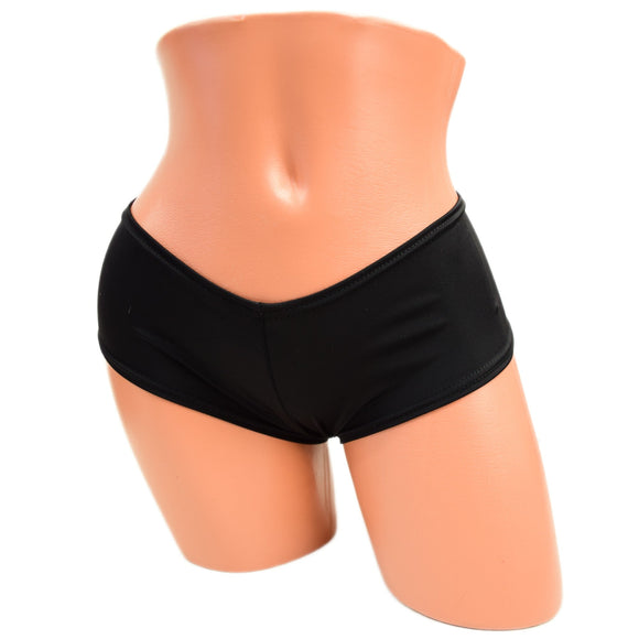 Smooth Black Spandex Cheeky Booty Shorts - Coquetry Clothing