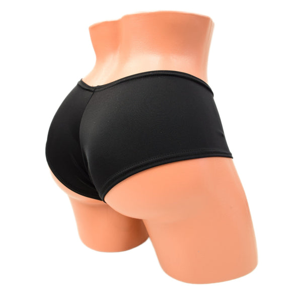 Smooth Black Spandex Cheeky Booty Shorts - Coquetry Clothing