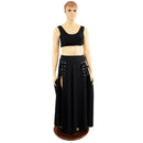 Smooth Black Spandex Double Slit Laceup Melissa Skirt (top sold separately) - Coquetry Clothing