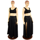 Smooth Black Spandex Double Slit Laceup Melissa Skirt (top sold separately) - Coquetry Clothing