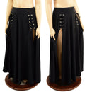 Smooth Black Spandex Double Slit Laceup Melissa Skirt (top sold separately) - Coquetry Clothing
