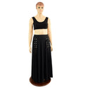 Smooth Black Spandex Double Slit Laceup Melissa Skirt (top sold separately) - 2
