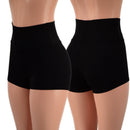 Smooth Black Spandex High Waist Shorts READY to SHIP - Coquetry Clothing