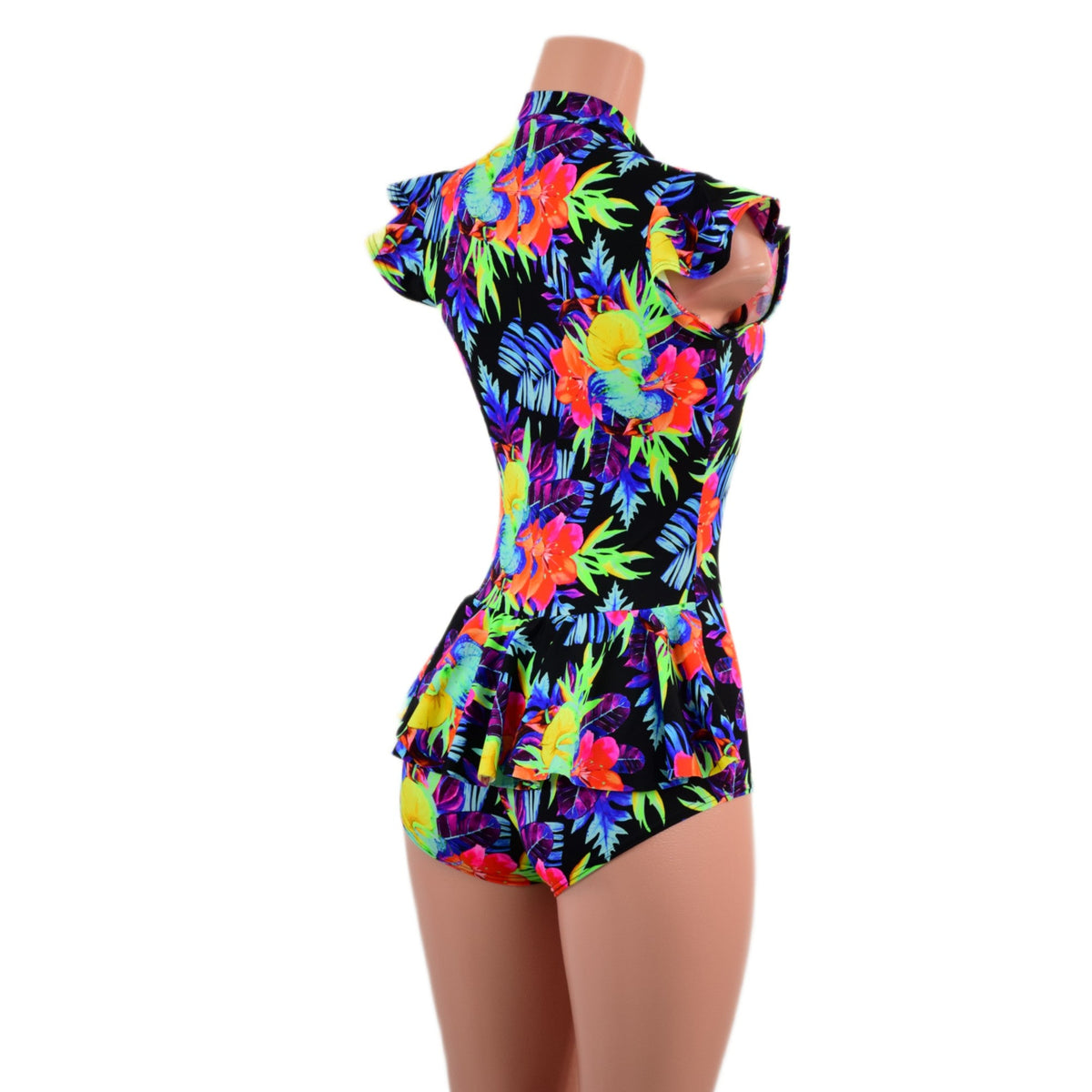Sonic Bloom Zipper Front Ruffle Rump Romper - Coquetry Clothing