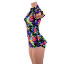 Sonic Bloom Zipper Front Ruffle Rump Romper - Coquetry Clothing