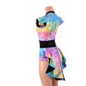 Spectrum Holo Romper with Inset Mesh Keyhole Neckline and Mini Tux Back Tails - 4