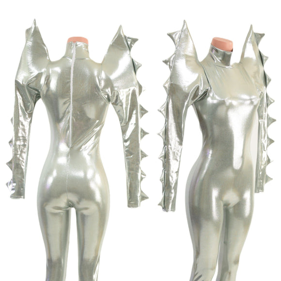 Spiked Mega Sharp Shoulder Catsuit - Coquetry Clothing