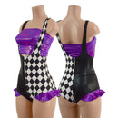 Split Color Suspender Romper with Hip Ruffles and Tube Top - Coquetry Clothing