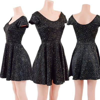Star Noir Cap Sleeve Skater Dress - Coquetry Clothing