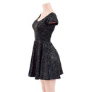 Star Noir Cap Sleeve Skater Dress - Coquetry Clothing