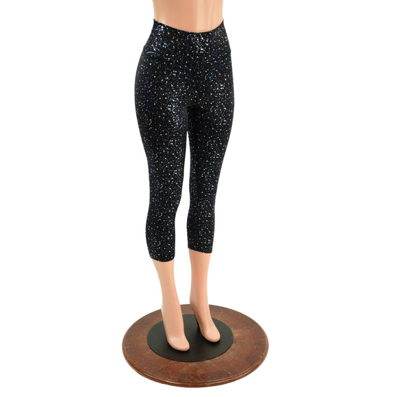 Star Noir Capri Leggings & Zipper Front Racerback Crop Set - Coquetry Clothing