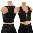 Star Noir Capri Leggings & Zipper Front Racerback Crop Set - Coquetry Clothing