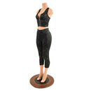 Star Noir Capri Leggings & Zipper Front Racerback Crop Set - Coquetry Clothing