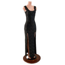 Star Noir Double Front Slit Tank Style Gown - Coquetry Clothing