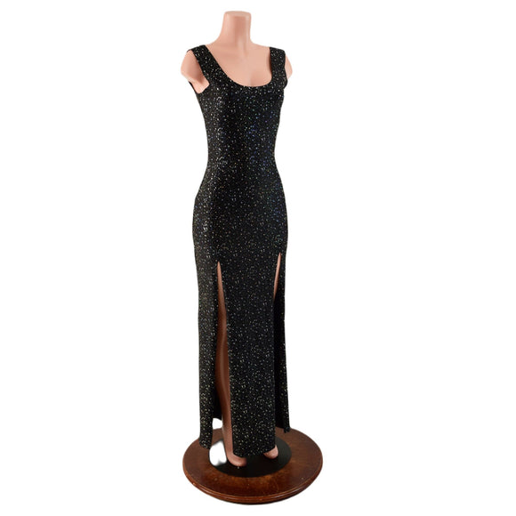 Star Noir Double Front Slit Tank Style Gown - Coquetry Clothing