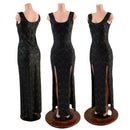 Star Noir Double Front Slit Tank Style Gown - Coquetry Clothing