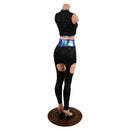 Star Noir Garter Style Leggings and Keyhole Top Set - Coquetry Clothing