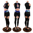 Star Noir Garter Style Leggings and Keyhole Top Set - Coquetry Clothing