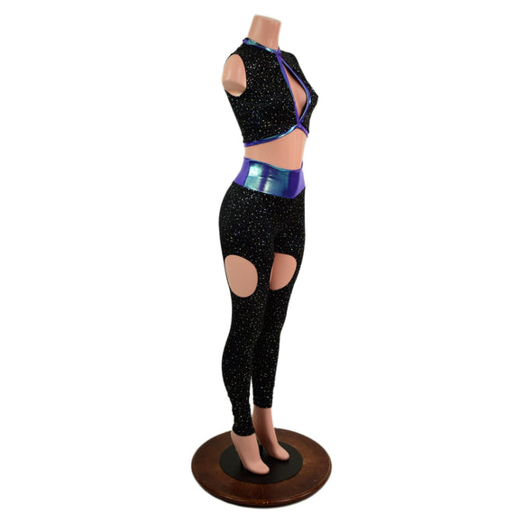 Star Noir Garter Style Leggings and Keyhole Top Set - Coquetry Clothing