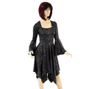 Star Noir Handkerchief Dress with Trumpet Sleeves - Coquetry Clothing