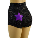 Star Noir High Waist Shorts with Grape Holo Star on Left Cheek - Coquetry Clothing