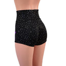 Star Noir High Waist Shorts with Grape Holo Stars on Front Thighs - Coquetry Clothing