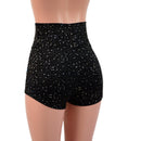 Star Noir High Waist Shorts with Peacock Holo Stars on Front Thighs - Coquetry Clothing