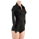 Star Noir Rodeo Romper with Snap Cuffs and Boy Cut Leg - Coquetry Clothing