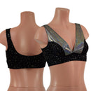 Star Noir Starlette Bralette with Silver Holographic Straps - Coquetry Clothing