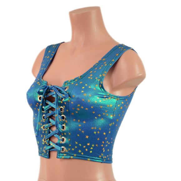 Stardust Laceup Crop Tank - Coquetry Clothing