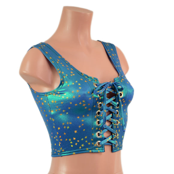 Stardust Laceup Crop Tank - Coquetry Clothing
