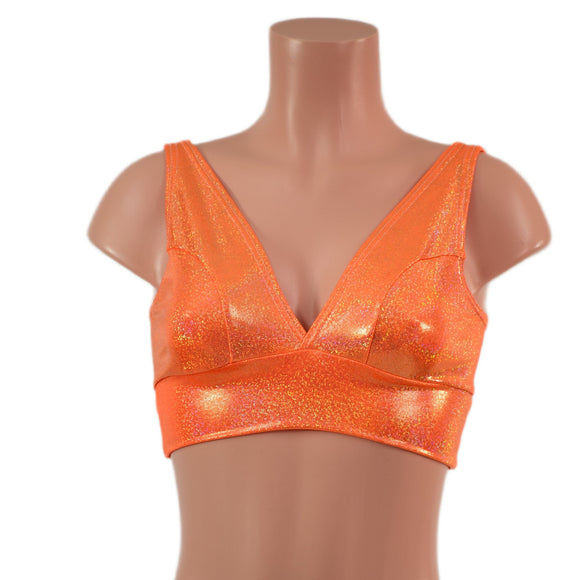 Starlette Bralette in Neon Orange Sparkly Jewel - Coquetry Clothing