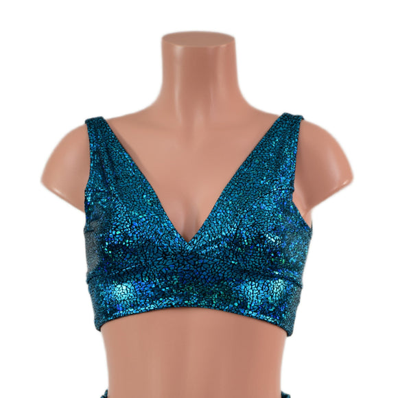 Starlette Bralette in Turquoise on Black Shattered Glass - Coquetry Clothing