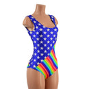 Stars and Rainbow Stripes Pride Romper with Siren Cut Leg - Coquetry Clothing