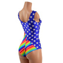 Stars and Rainbow Stripes Pride Romper with Siren Cut Leg - Coquetry Clothing