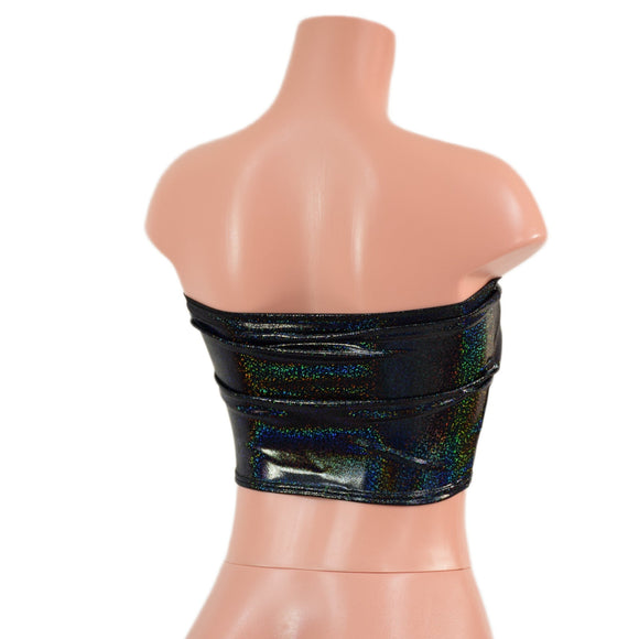 Strapless Tube Top in Black Holographic - Coquetry Clothing