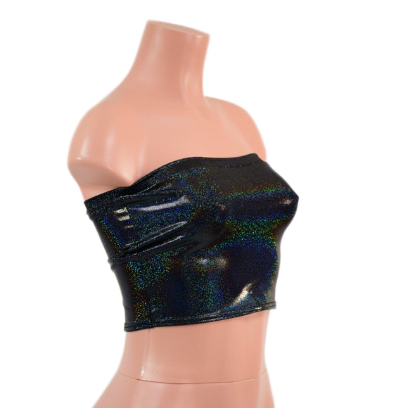 Strapless Tube Top in Black Holographic - Coquetry Clothing