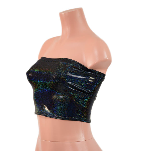 Strapless Tube Top in Black Holographic - Coquetry Clothing