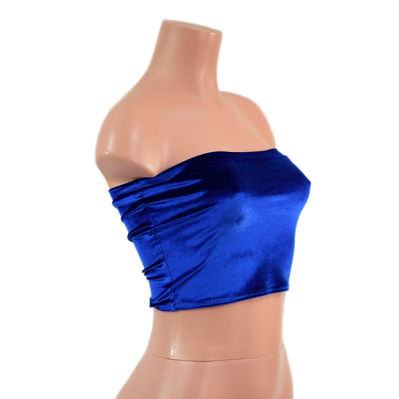 Strapless Tube Top in Sapphire Velvet - Coquetry Clothing