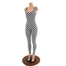 Strappy Back Tank Catsuit in Black and White Checkered - Coquetry Clothing